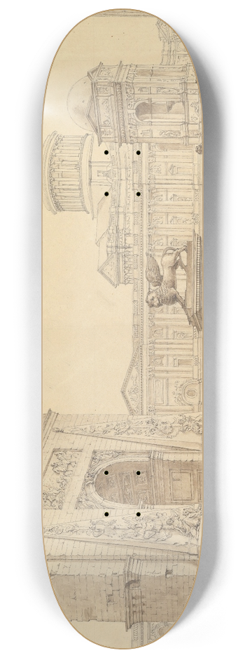 circle of Hubert Robert - Monuments of Paris 8.25 inch art skate deck