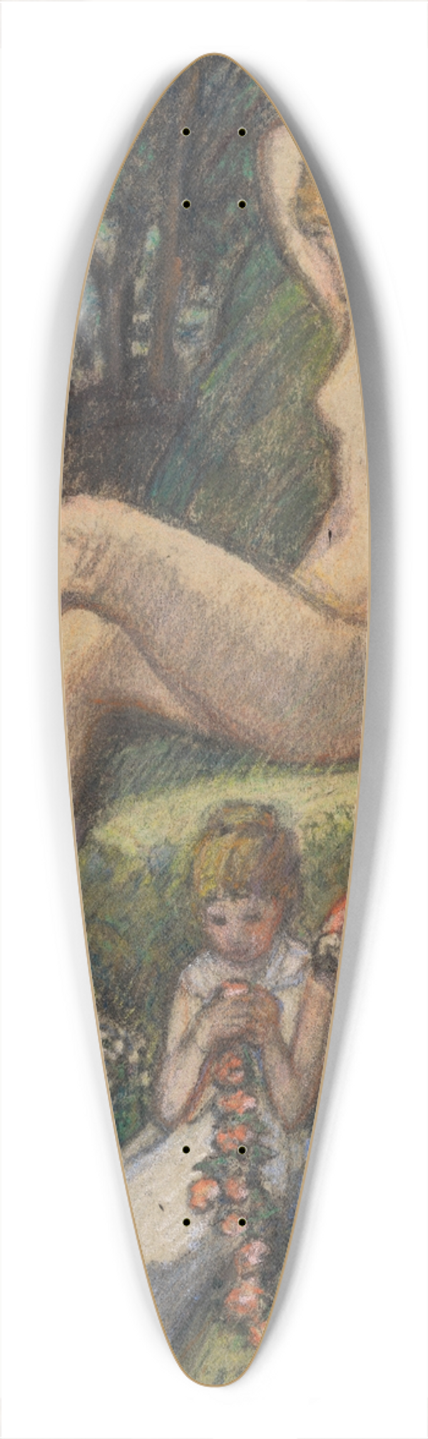 Ludwig von Hofmann - Frhlingsidylle mit Badender und Blumenkindern 39.3 inch art pintail longboard deck