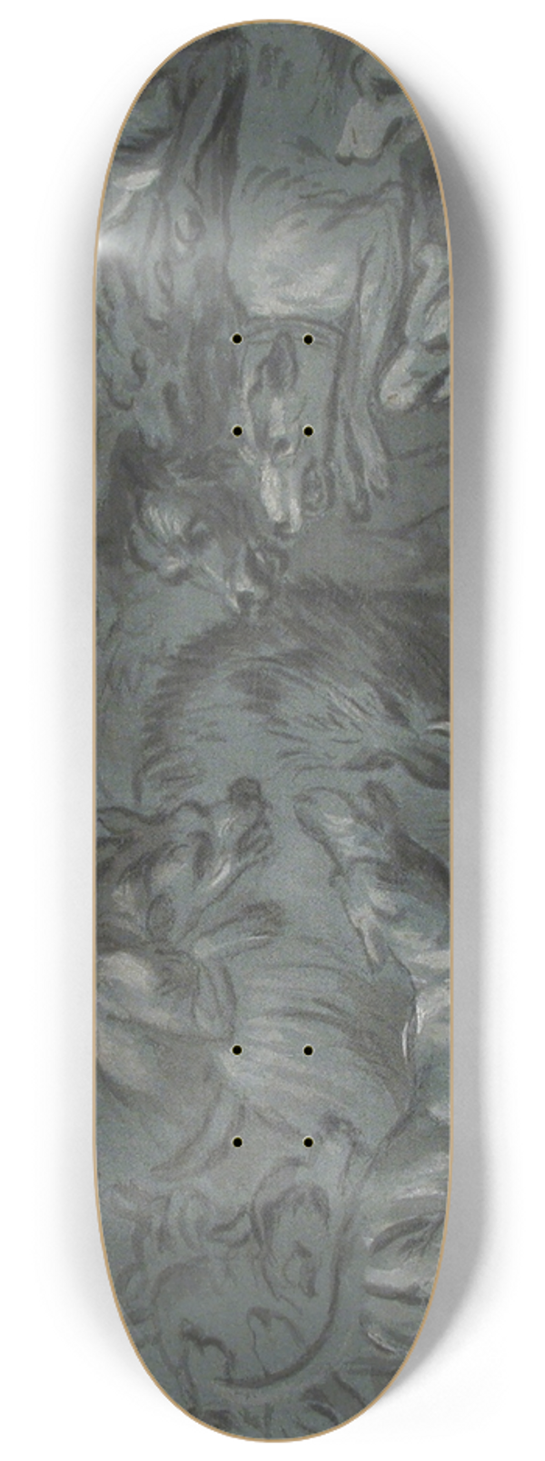 Circle of Jean-Baptiste Oudry - Pack of Dogs Attacking a Wild Boar 8.25 inch art skate deck