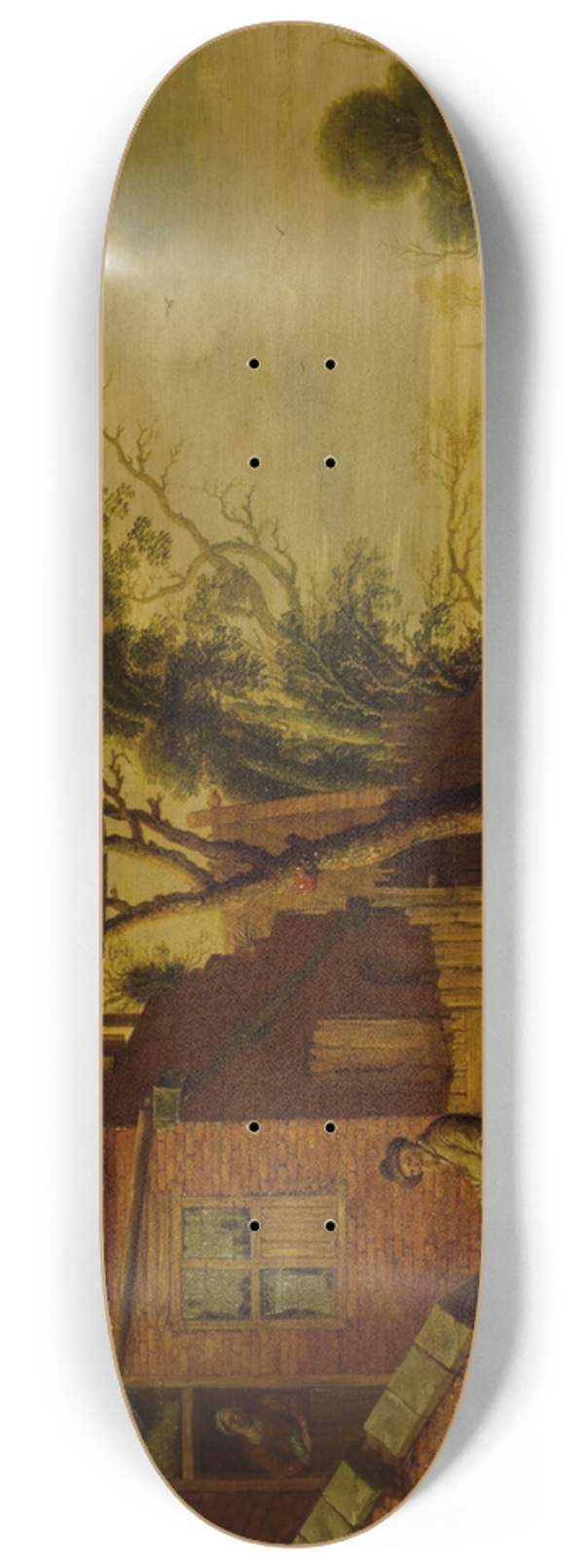 Circle of Joachim Govertsz. Camphuysen - Country landscape with a hennetaster before a cottage with dovecote 8.25 inch art skate deck