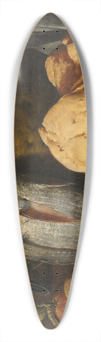 Luis Melndez - Still Life with Fish, Bread, and Kettle 39.3 inch art pintail longboard deck