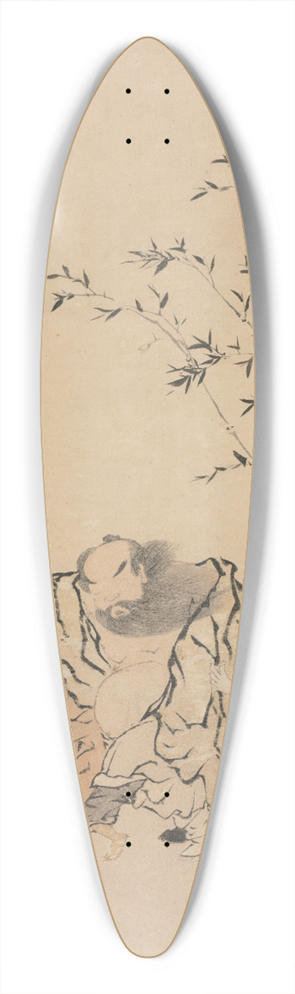 Luo Ping - Zhong Kui Supported by Ghosts 39.3 inch art pintail longboard deck