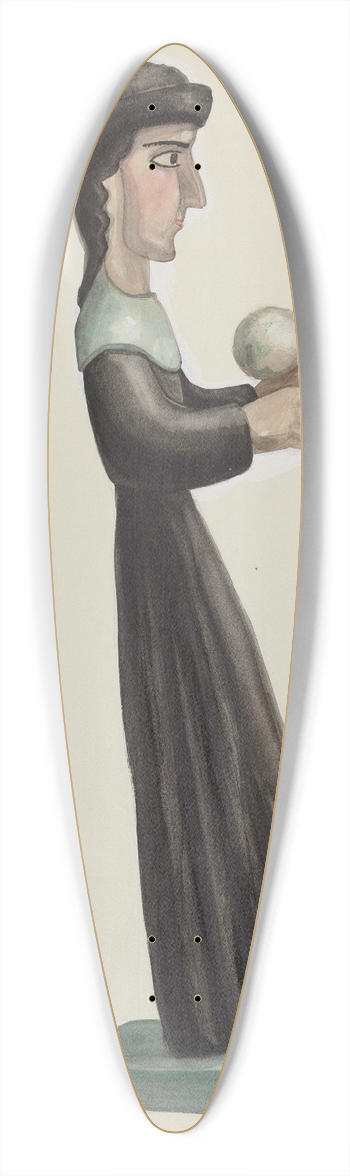 Majel G. Claflin - Carved and Painted Santo  Santa Rita 39.3 inch art pintail longboard deck