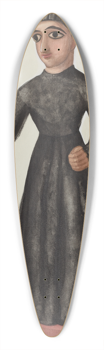 Majel G. Claflin - Friar  Probably a Santo 39.3 inch art pintail longboard deck