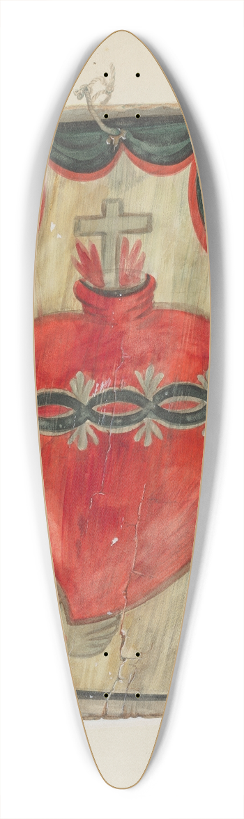 Majel G. Claflin - Retablo (Sacred Heart) 39.3 inch art pintail longboard deck