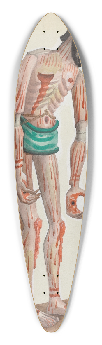 Majel G. Claflin - Wooden Christo, Painted (Front view) 39.3 inch art pintail longboard deck