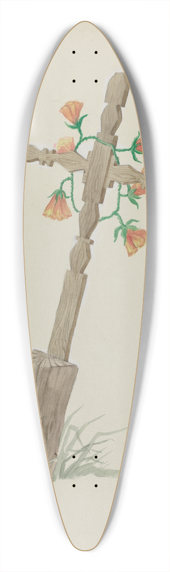 Majel G. Claflin - Wooden Cross used as Headstone 39.3 inch art pintail longboard deck