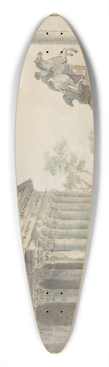 Manner of Hubert Robert - Architectural Capriccio with Roman Monuments and Washerwomen 39.3 inch art pintail longboard deck