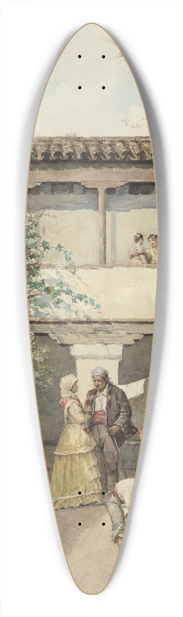 Manuel Ussel de Guimbarda - A Seville Courtyard 39.3 inch art pintail longboard deck