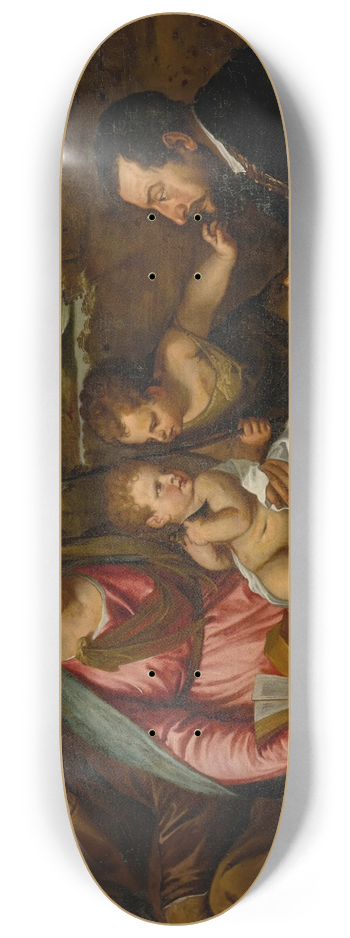 Circle of Titian - The Holy Family with Saint John the Baptist and a donor 8.25 inch art skate deck