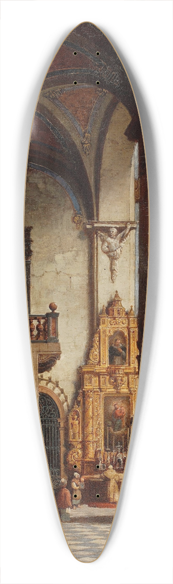 Marcin Zaleski - Interior of the Dominican Church in Krakw 39.3 inch art pintail longboard deck
