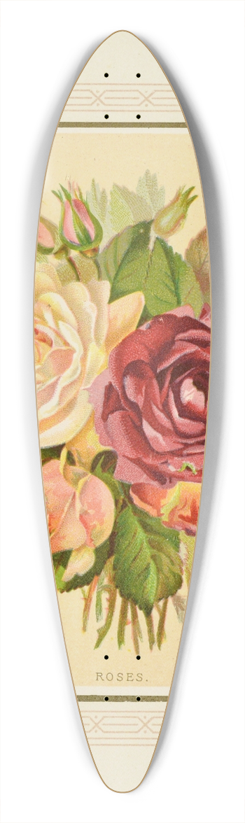 Marcus Ward & Co - Roses 39.3 inch art pintail longboard deck