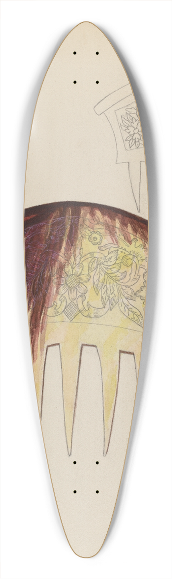 Margaret Concha - Comb 39.3 inch art pintail longboard deck