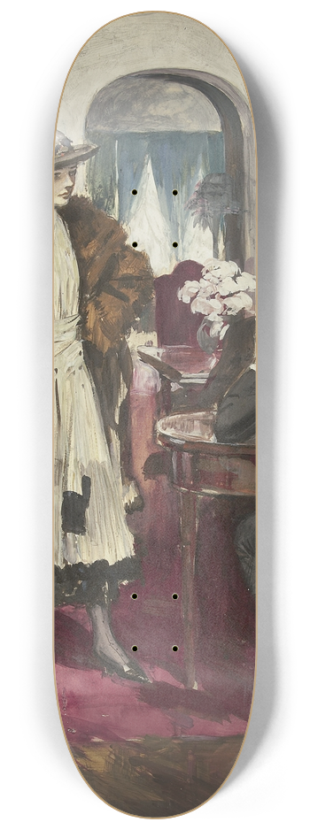 Clarence F. Underwood - The Card Game 8.25 inch art skate deck