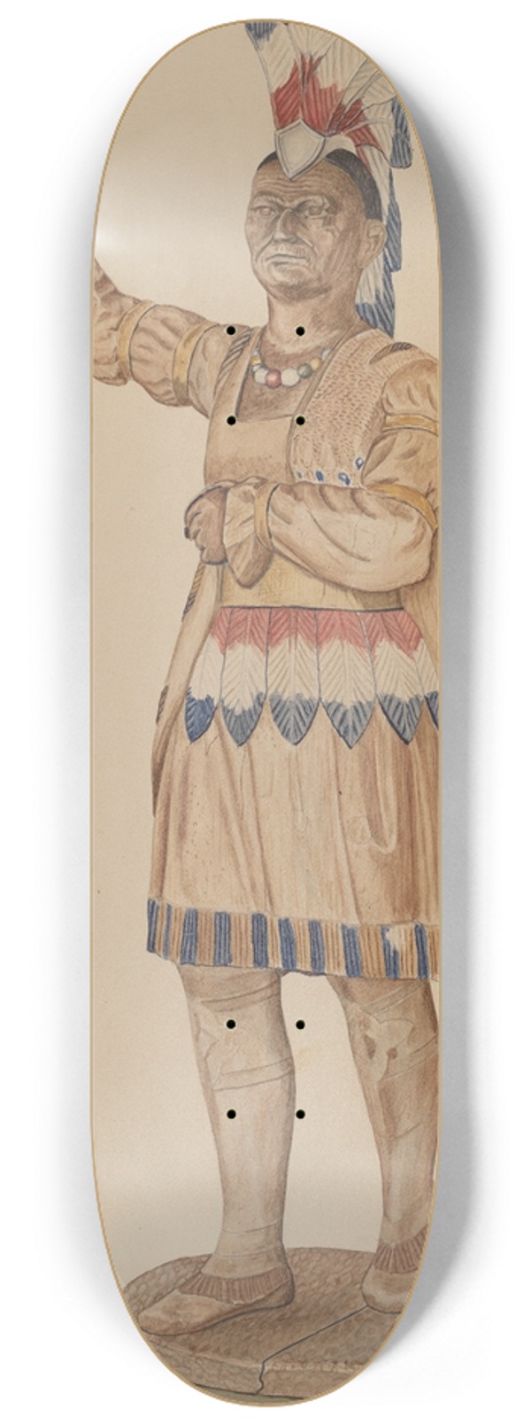 Clarence W. Dawson - Cigar Store Indian 8.25 inch art skate deck