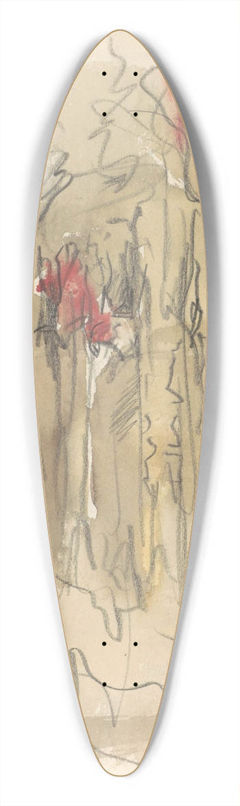 Marius Bauer - Figuren in het oerwoud van Ceylon 39.3 inch art pintail longboard deck