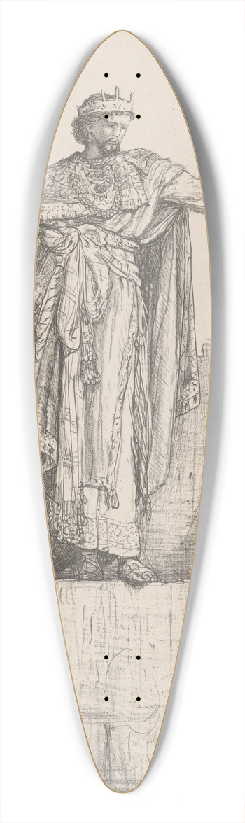 Marius Bauer - Koning staand op een muur 39.3 inch art pintail longboard deck