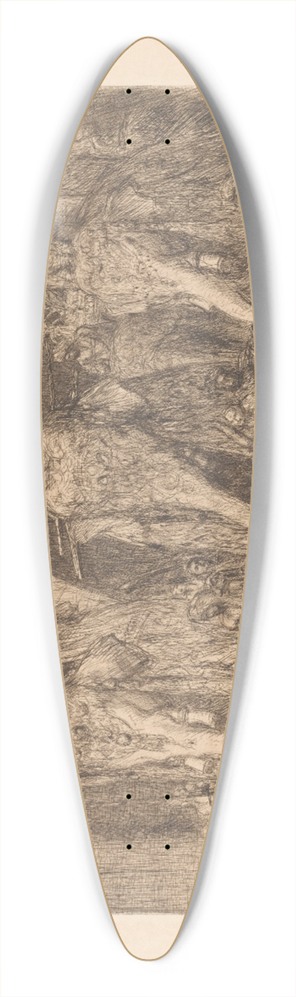 Marius Bauer - Optocht met olifanten 39.3 inch art pintail longboard deck