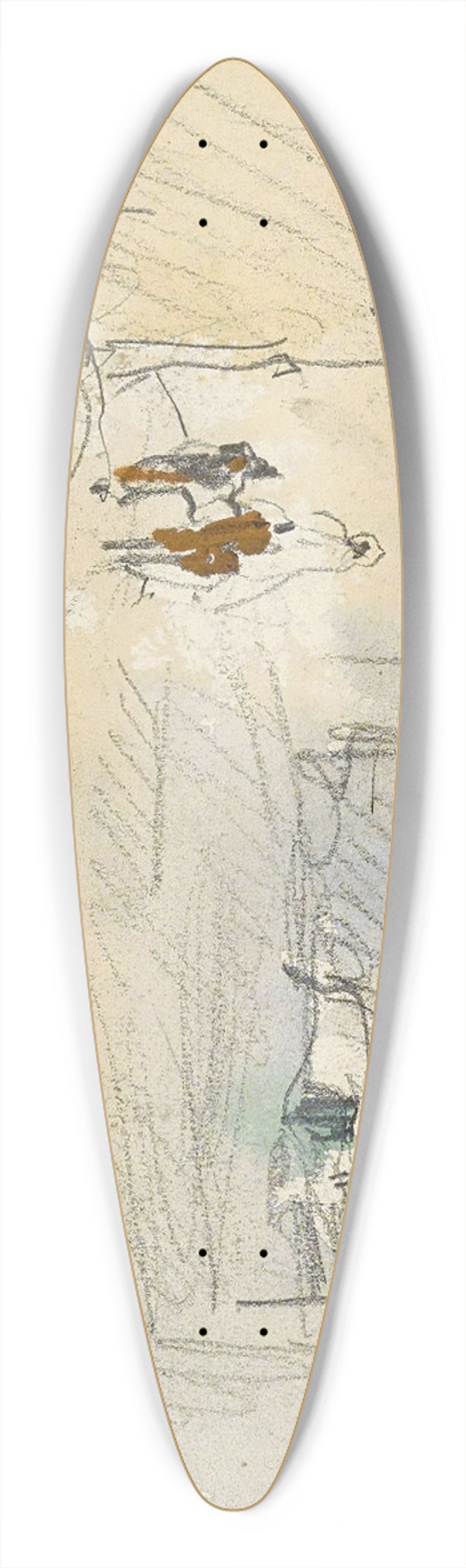 Marius Bauer - Straat met figuren in Biskra 39.3 inch art pintail longboard deck