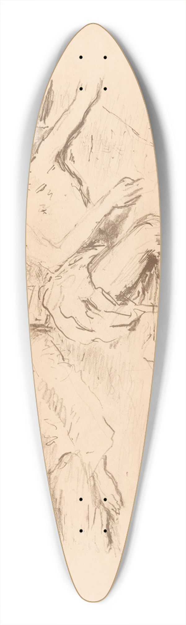 Marius Bauer - Twee opiumschuivers 39.3 inch art pintail longboard deck