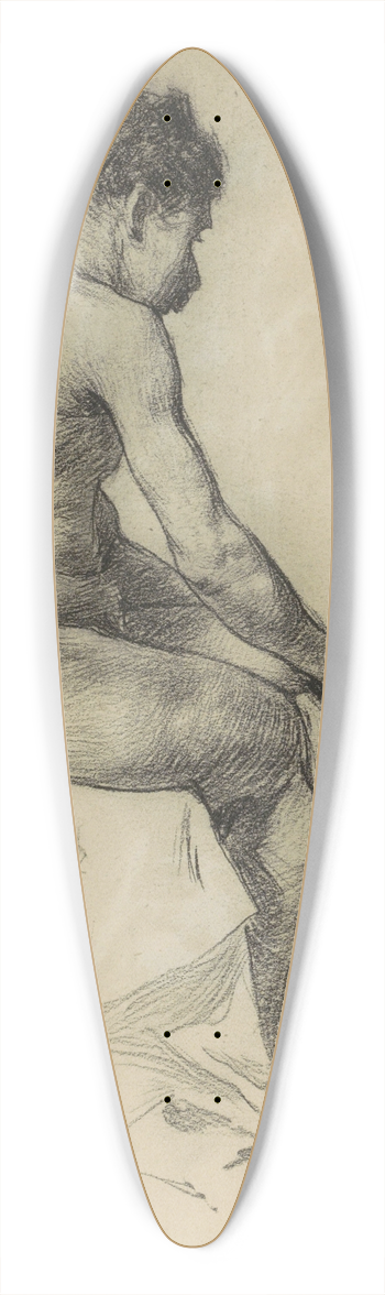 Marius Bauer - Zittende naakte man 39.3 inch art pintail longboard deck