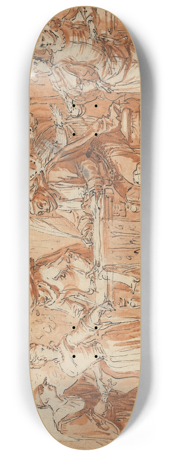Claude Gillot - Scene from the Italian Comedy 8.25 inch art skate deck