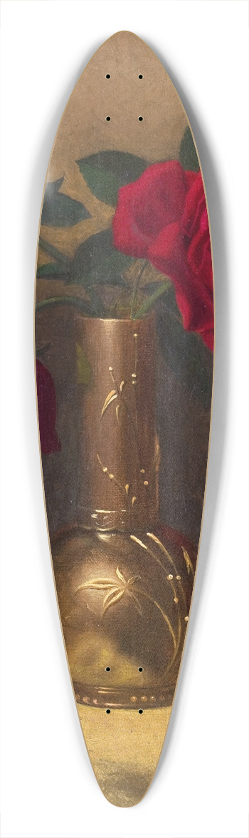 Martin Johnson Heade - Red Roses in a Japanese Vase on a Gold Velvet Cloth 39.3 inch art pintail longboard deck