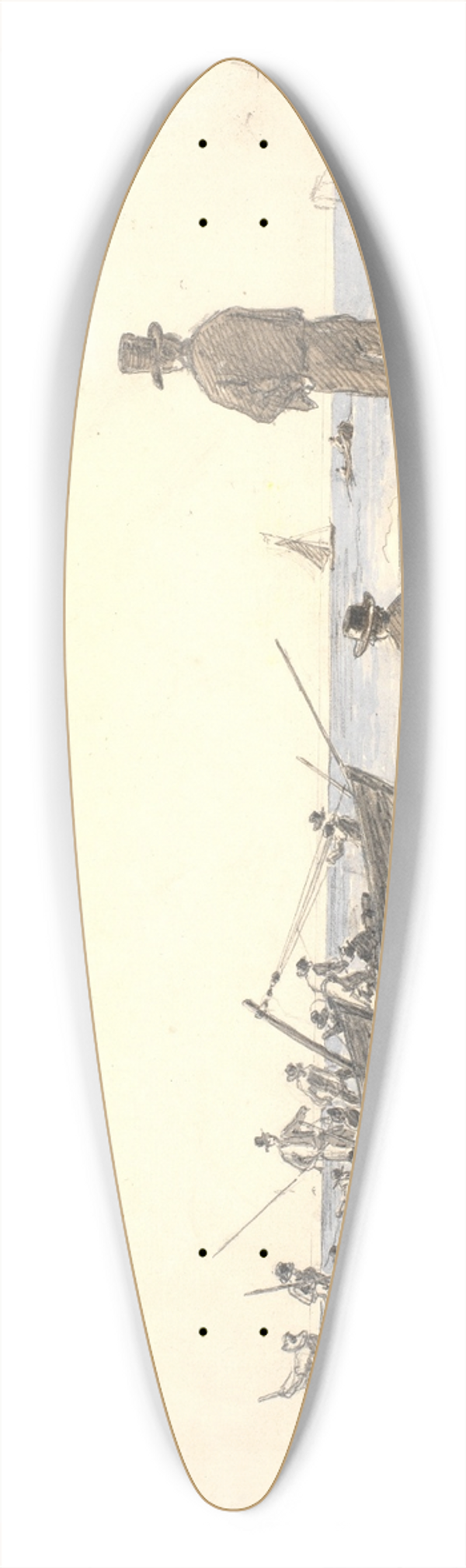 Martinus Rrbye - To fiskerbde sejler ind mod Skagens strand 39.3 inch art pintail longboard deck