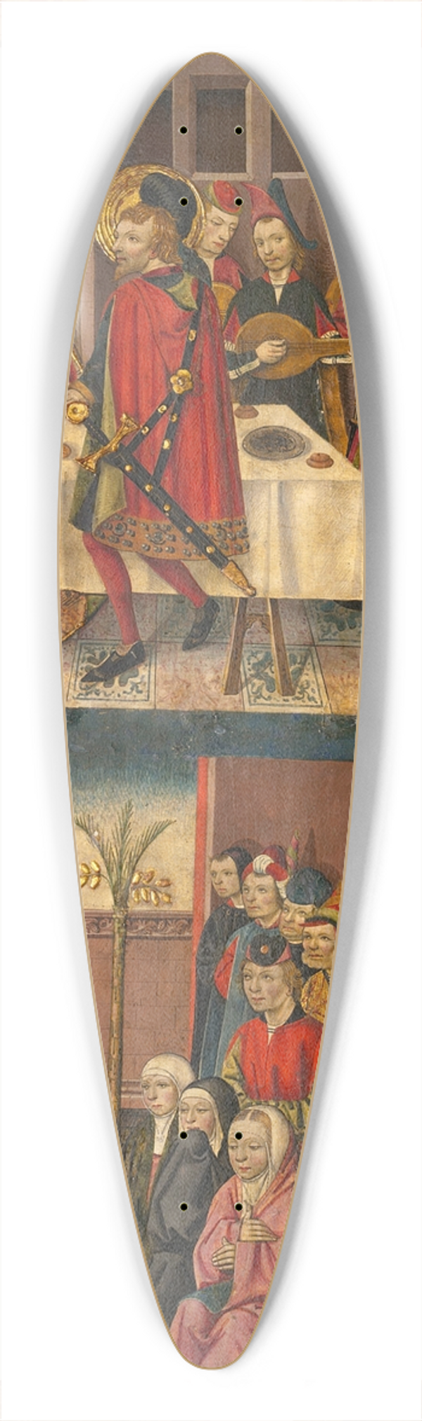 Martn de Soria - Saint Christopher Taking Leave of the King Who Feared Satan; Saint Christopher and His Converts 39.3 inch art pintail longboard deck