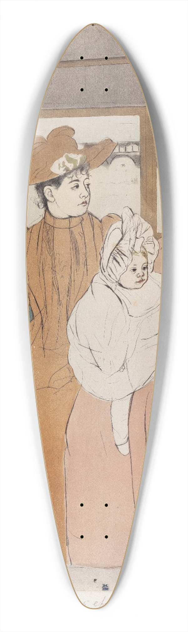 Mary Cassatt - In the Omnibus 39.3 inch art pintail longboard deck