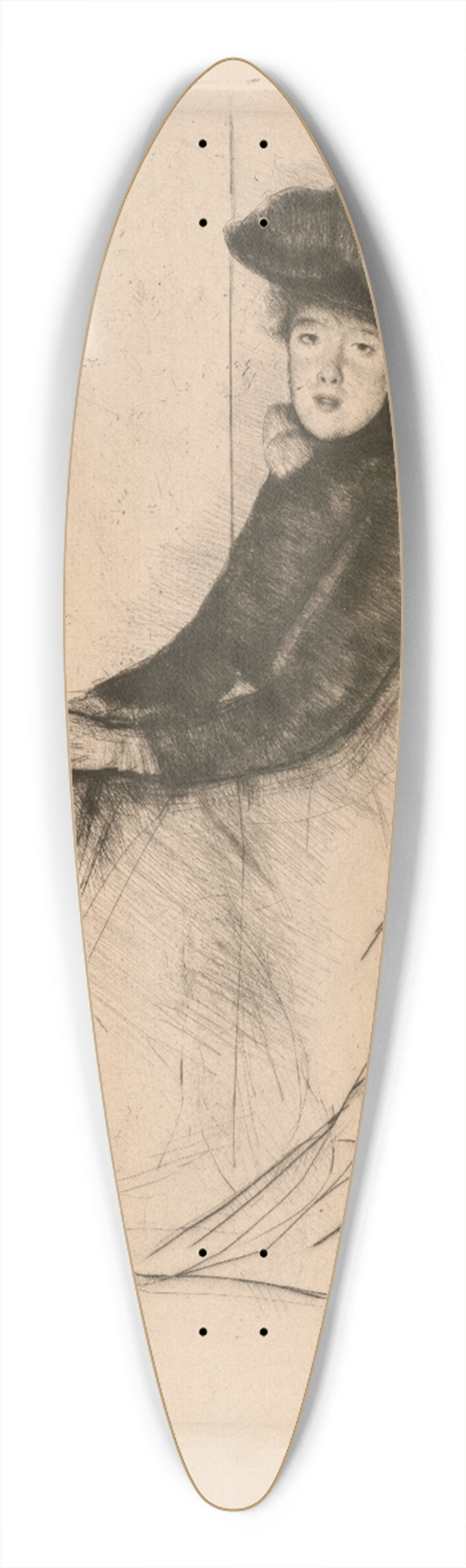Mary Cassatt - Reflection 39.3 inch art pintail longboard deck