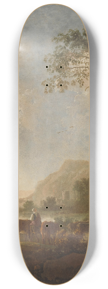 Aelbert Cuyp - Landscape with Herdsmen and Cattle 8.25 inch art skate deck