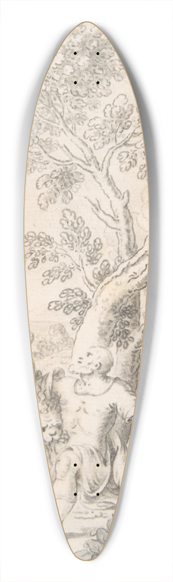 Mathais Fssli the Elder - A Man under a Tree Bitten by a Lion while his Horse Escapes 39.3 inch art pintail longboard deck