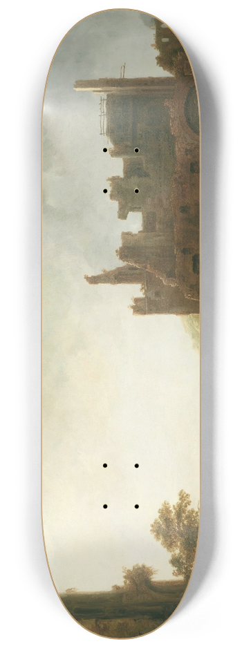 Aelbert Cuyp - Landscape with the Ruins of Rijnsburg Abbey 8.25 inch art skate deck