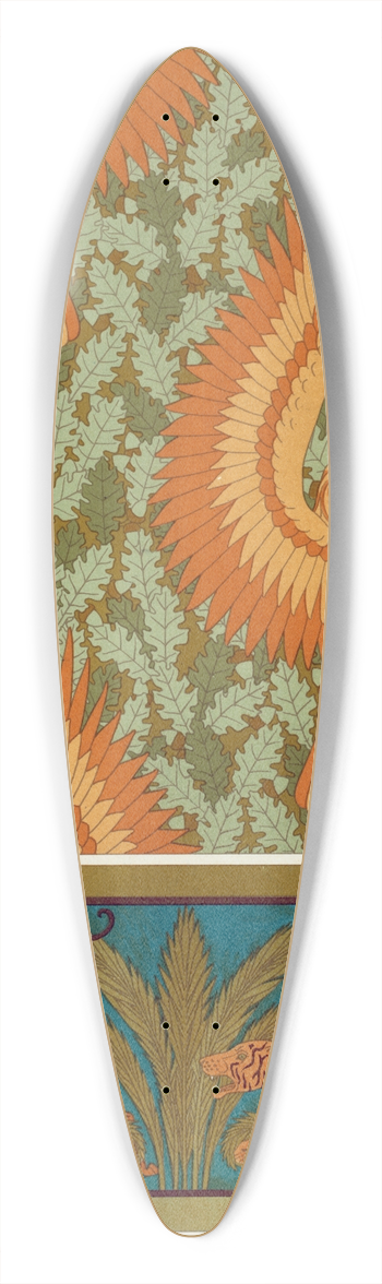 Maurice Pillard Verneuil - Aigles et chne, papier peint. Antilopes, tigres, cactus et palmiers, bordure. 39.3 inch art pintail longboard deck