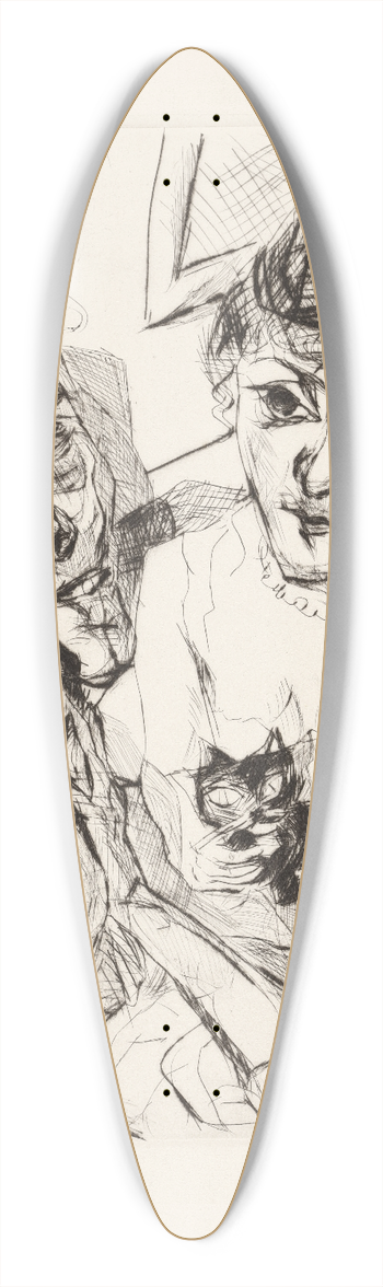 Max Beckmann - Evening (Self-Portrait with the Battenbergs) 39.3 inch art pintail longboard deck