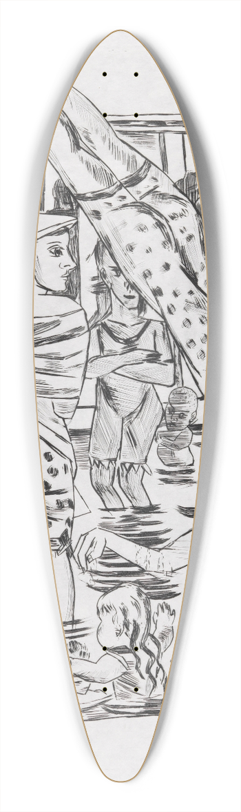 Max Beckmann - Frauenbad 39.3 inch art pintail longboard deck