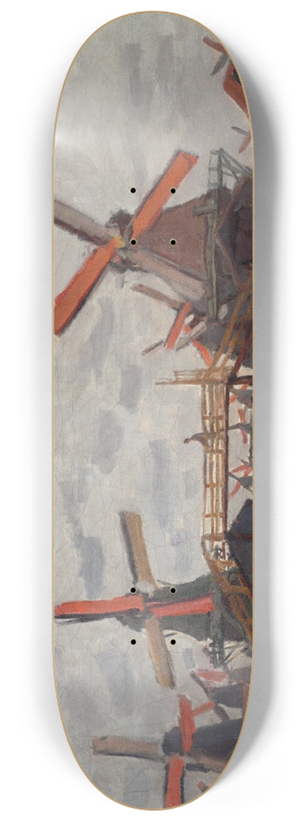 Claude Monet - Mills at Westzijderveld near Zaandam 8.25 inch art skate deck