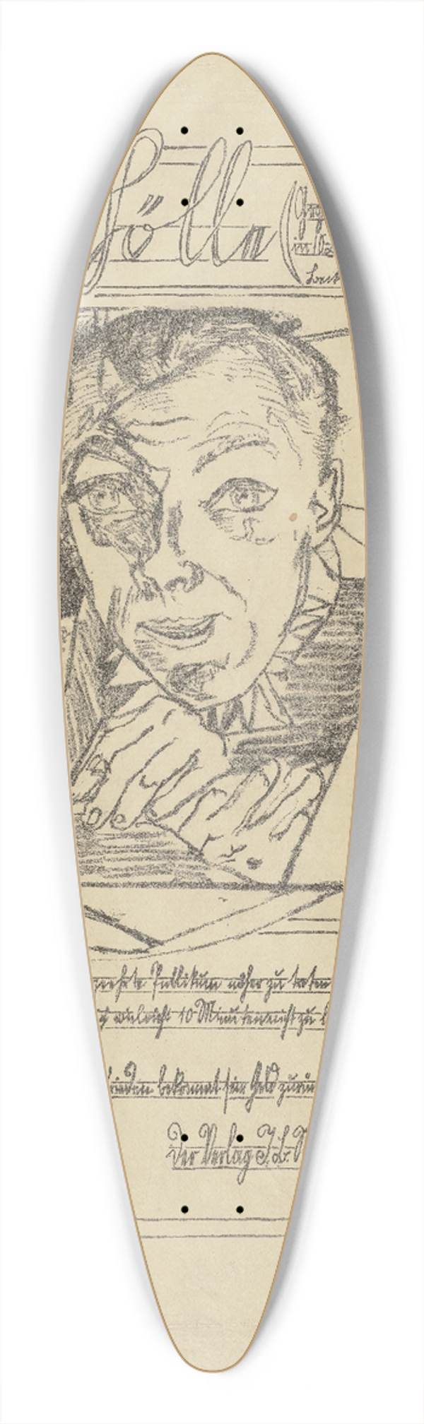 Max Beckmann - Self-Portrait 39.3 inch art pintail longboard deck