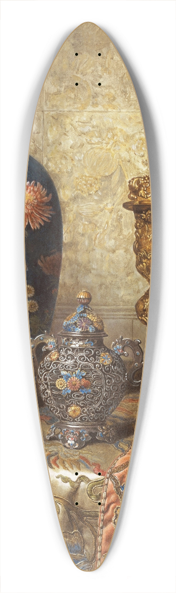 Max Schdl - Still Life with Cloisonn Vase, Covered Goblet, Lidded Vase and Tastevin 39.3 inch art pintail longboard deck