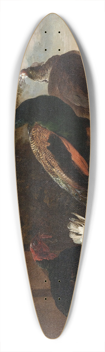 Melchior d'Hondecoeter - A Hen with Peacocks and a Turkey 39.3 inch art pintail longboard deck