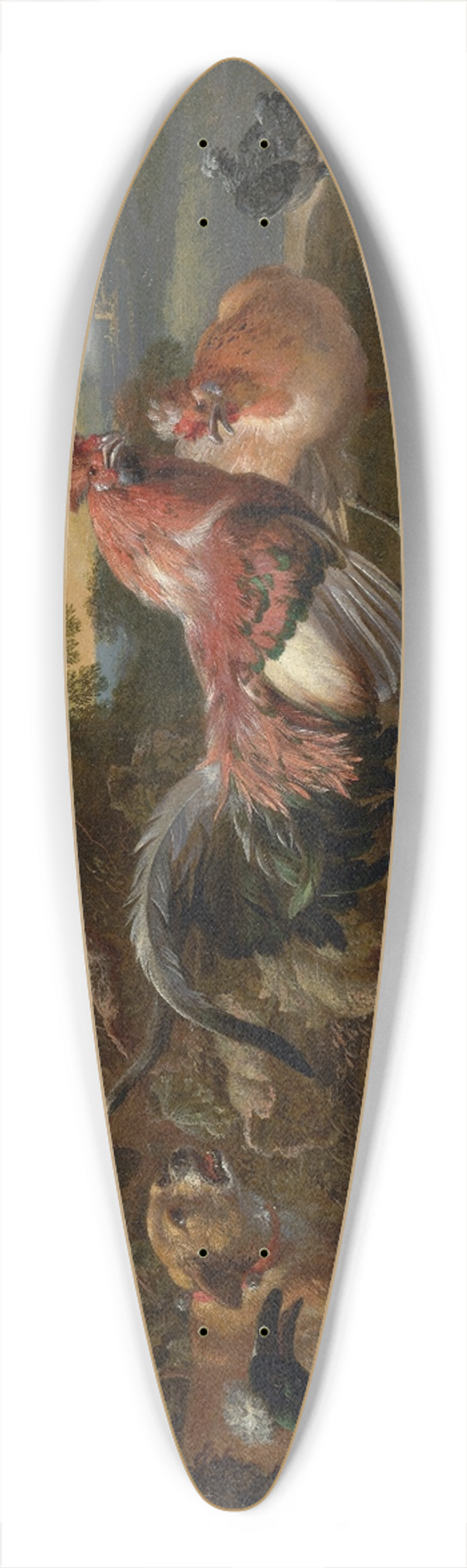 Melchior d'Hondecoeter - Chickens and Ducks 39.3 inch art pintail longboard deck