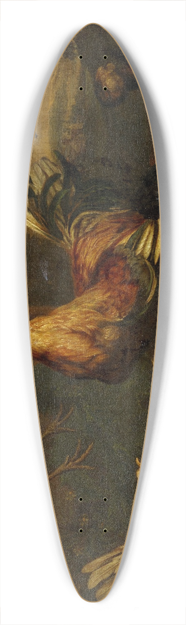 Melchior d'Hondecoeter - Commotion in the Chicken Run 39.3 inch art pintail longboard deck