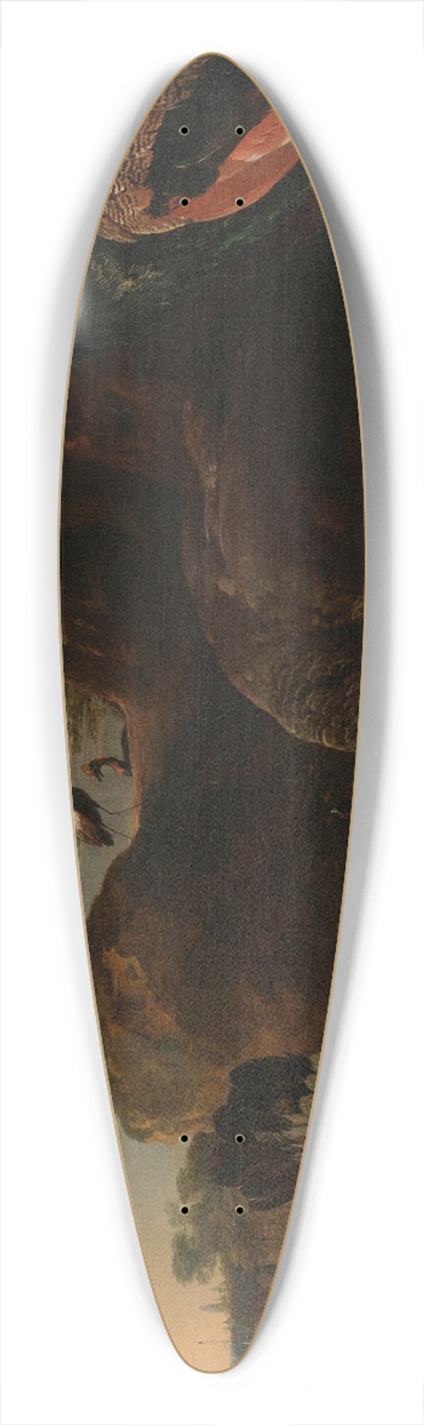 Melchior d'Hondecoeter - Two Peacocks Threatening a Hen with Chicks, Known as The Threatened Hen 39.3 inch art pintail longboard deck