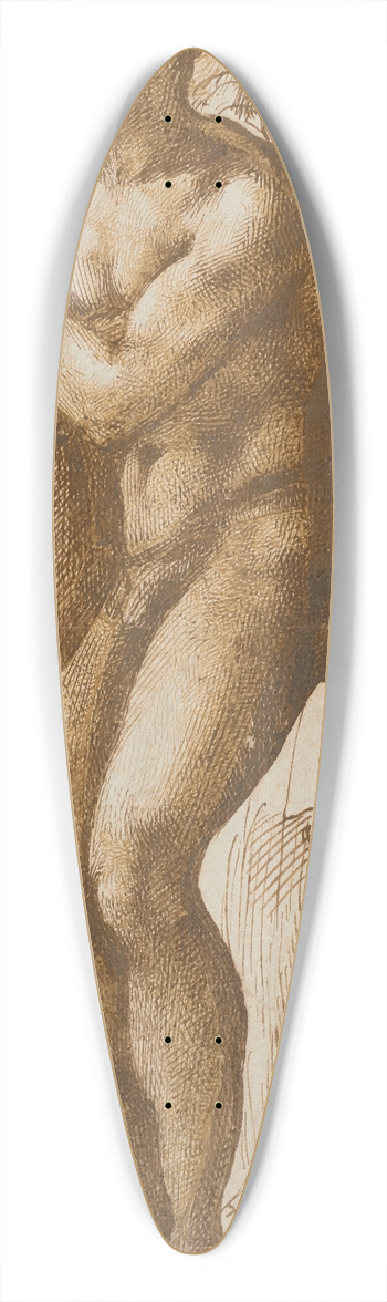 Michelangelo - A nude man (after Masaccio) and two figures behind him 39.3 inch art pintail longboard deck