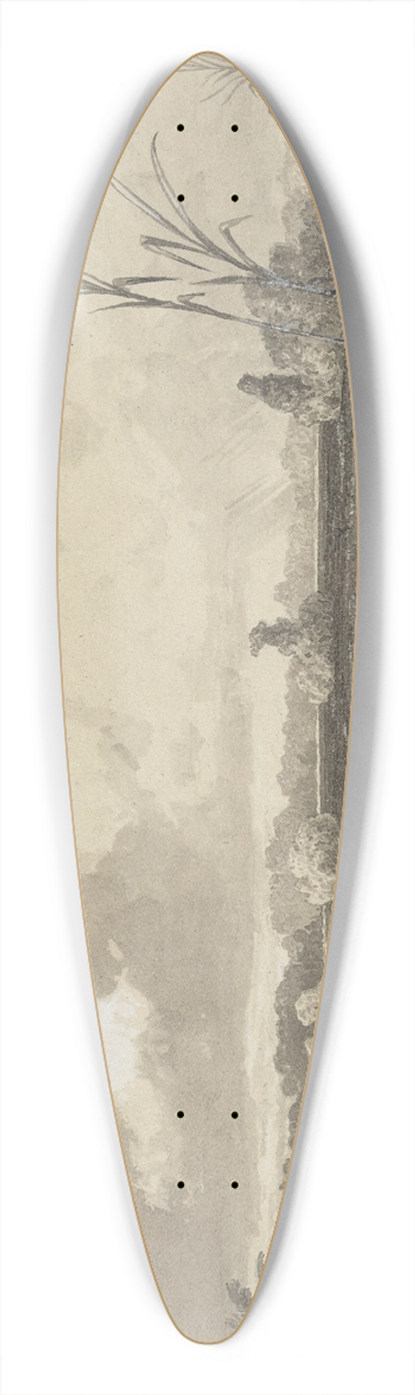Michel Jean Cazabon - The Pitch Lake 39.3 inch art pintail longboard deck
