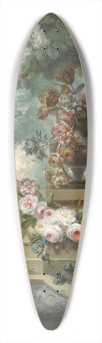 Miguel Parra Abril - A Garden Scene With An Urn Of Flowers, A Flower Garland And A Fountain Beneath A Canopy Of Wisteria 39.3 inch art pintail longboard deck