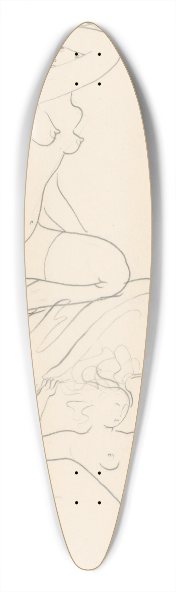 Mikul Galanda - Two Female Nudes 39.3 inch art pintail longboard deck