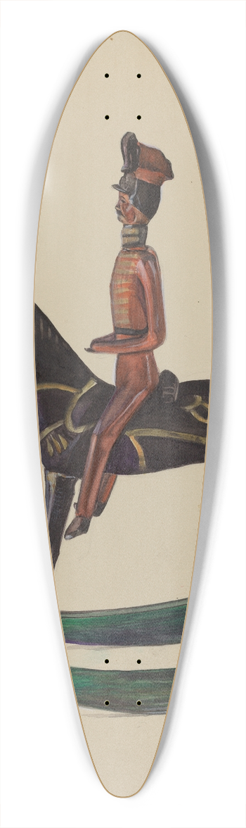 Mina Lowry - Toy Rocking Horse and Rider 39.3 inch art pintail longboard deck