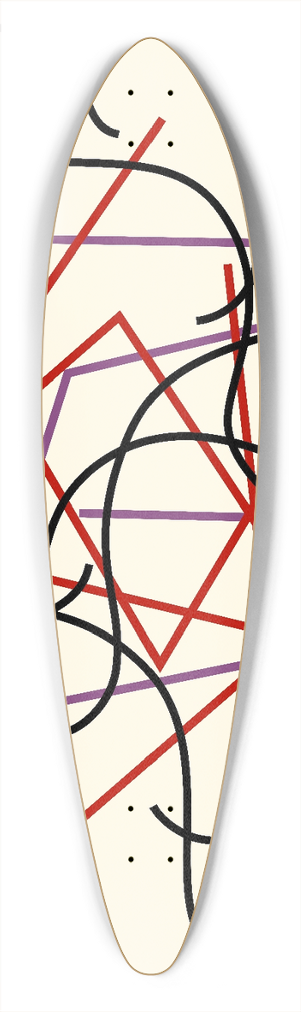 Myriam Thyes - Geometric and wavy lines 39.3 inch art pintail longboard deck